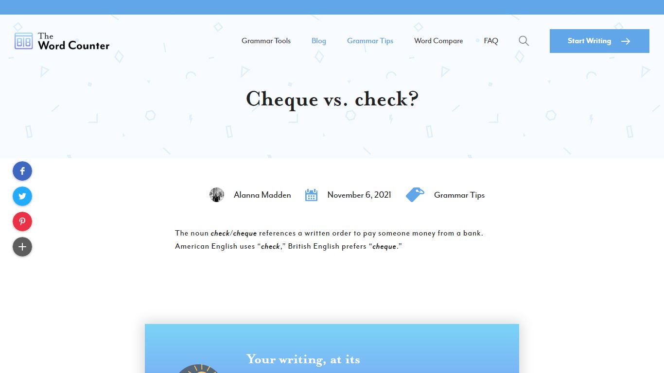 Cheque vs. Check: What’s The Difference? – The Word Counter