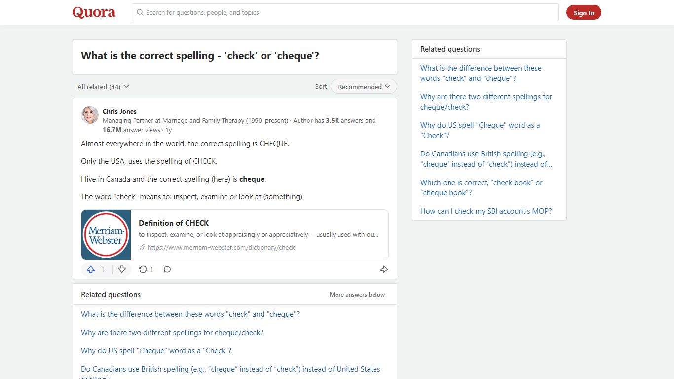 What is the correct spelling - 'check' or 'cheque'? - Quora